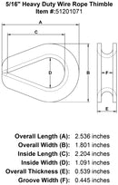 five sixteenths inch Wire Rope Thimble specification diagram
