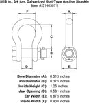 five sixteenths inch bolt type shackle specification diagram