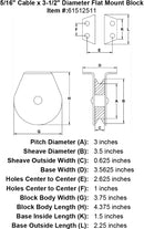 five sixteenths inch hd flat mount block specification diagram