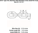 five sixteenths inch stainless windlass chain specification diagram