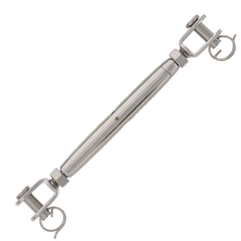 5/16" x 3-9/16" Stainless Steel Pipe Style Jaw x Jaw Turnbuckle