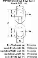 half inch Eye Eye Swivel specification diagram