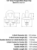 half inch Wire Rope Clip specification diagram