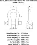 half inch screw pin shackle specification diagram