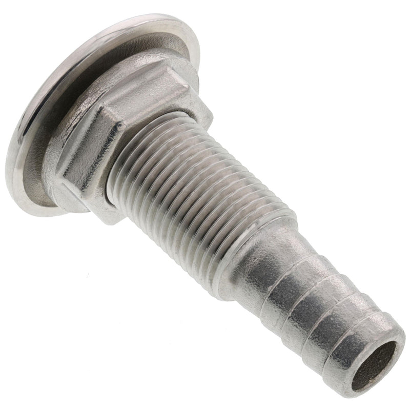half inch stainless steel low profile thru hull fitting hose connection