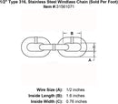 half inch stainless windlass chain specification diagram