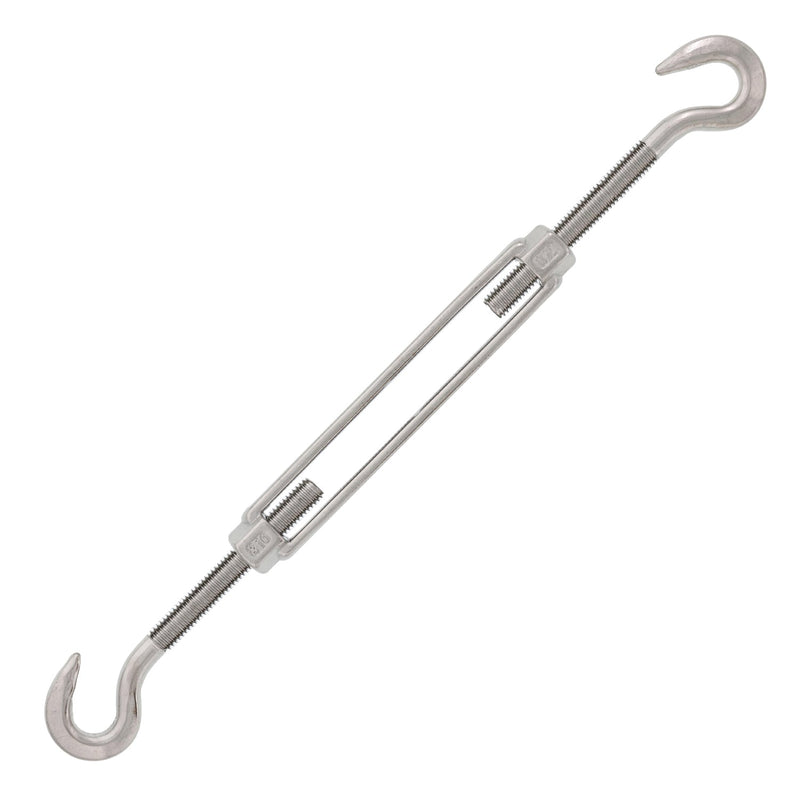 half inch x six inch ss hook and hook turnbuckle opened