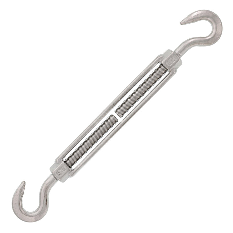 1/2" x 6" Stainless Steel Hook x Hook Turnbuckle