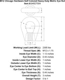 m12 chicago hardware self colored heavy duty metric eye nut specification diagram