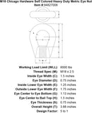 m18 chicago hardware self colored heavy duty metric eye nut specification diagram