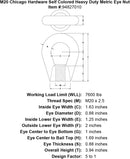 m20 chicago hardware self colored heavy duty metric eye nut specification diagram