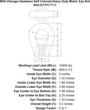 m30 chicago hardware self colored heavy duty metric eye nut specification diagram