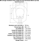 m6 chicago hardware drop forged hot dip galvanized metric eye nut specification diagram
