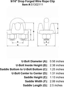 nine sixteenth inch Wire Rope Clip specification diagram