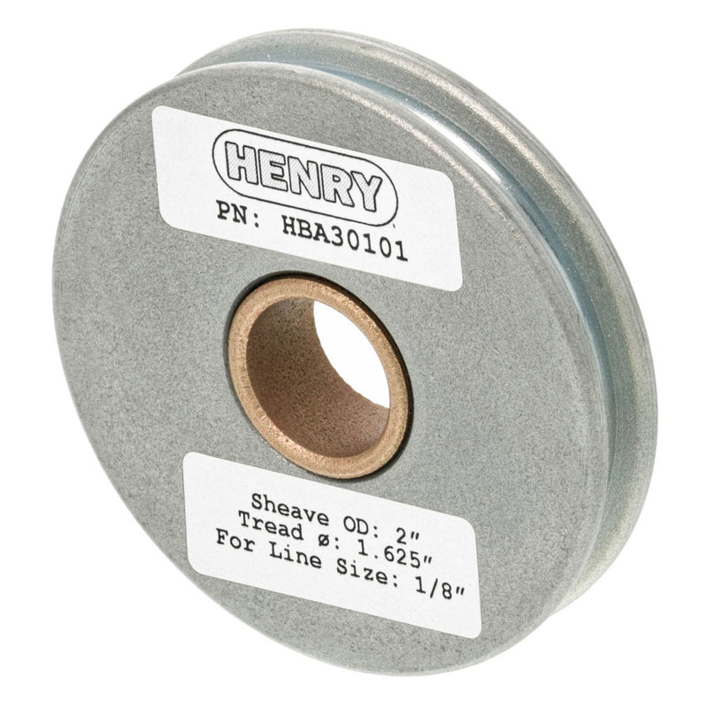 1/8" Cable x 2" Diameter Henry Block Zinc Plated Sheave with Self-Lubricated Bronze Bushing