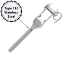 one eighth inch stainless hand swage toggle coating