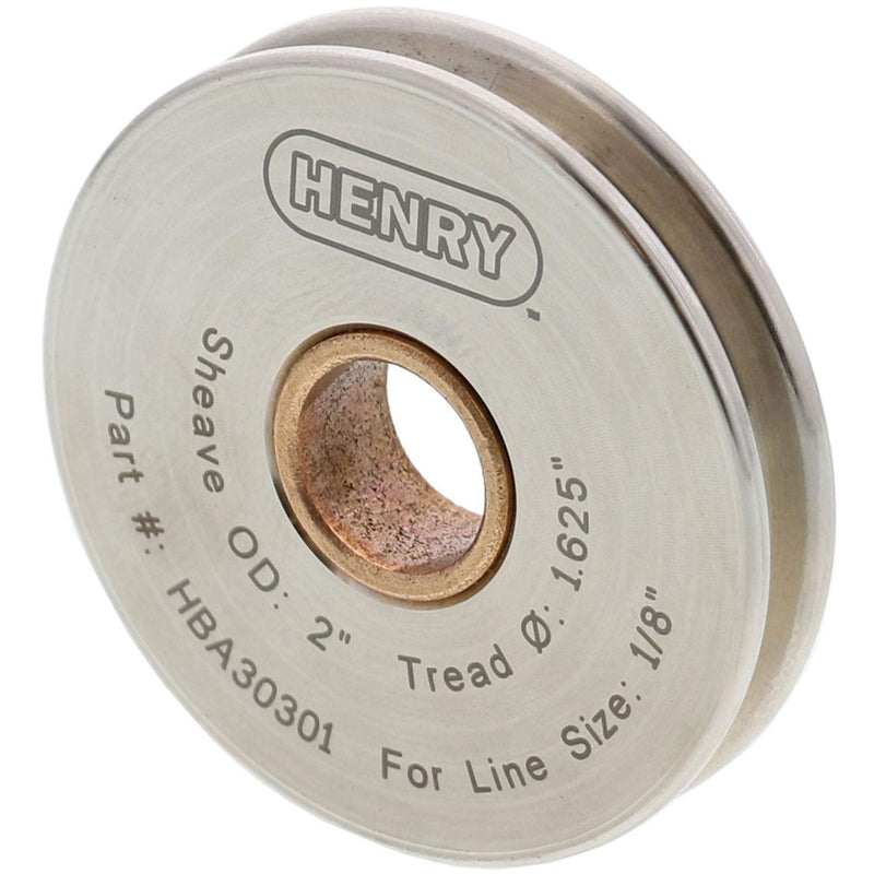 1/8" Cable x 2" Diameter Henry Block Stainless Steel Sheave with Self-Lubricated Bronze Bushing