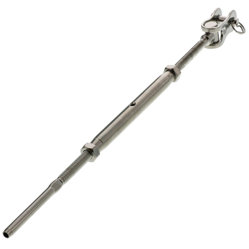 one eighth inch stainless steel toggle jaw hand swage turnbuckle alt