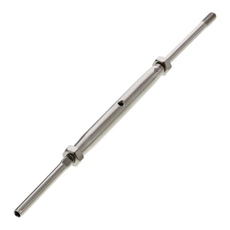 1/4" x 3-1/4" S.S., Left Hand Threaded x Hand Swage Turnbuckle for 1/8" Cable