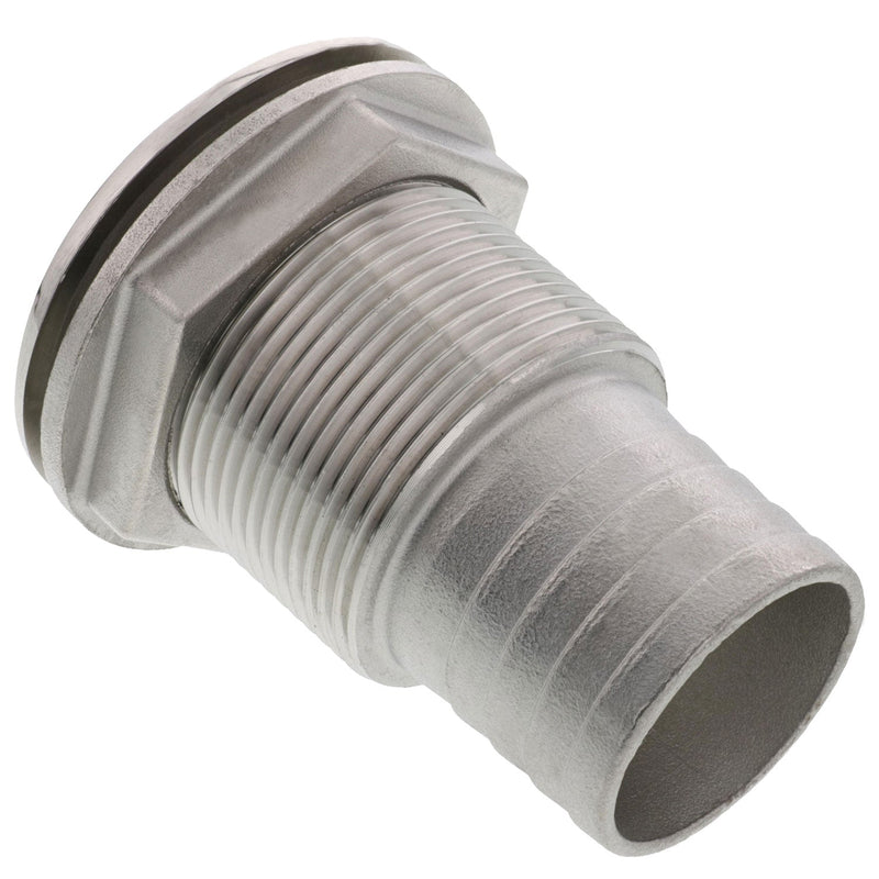 one half inch stainless steel low profile thru hull fitting hose connection