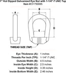 one inch eye nut specification diagram