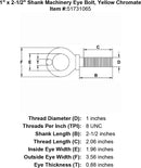 one inch machinery eye bolt yellow chromate specification diagram