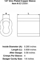 quarter inch Copper Sleeve specification diagram