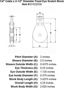 quarter inch fixed eye snatch block specification diagram