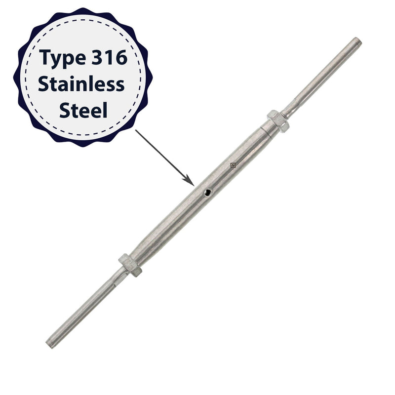 quarter inch one eighth stainless steel turnbucklehand swage stud
