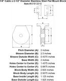 quarter inch stainless flat mount block specification diagram