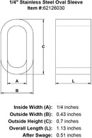 quarter inch stainless oval sleeve specification diagram