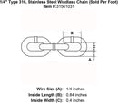 quarter inch stainless windlass chain specification diagram