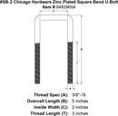 sb 2 chicago hardware zinc plated square bend u bolt specification diagram