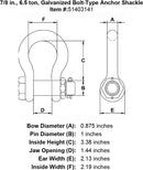 seven eighths inch bolt type shackle specification diagram