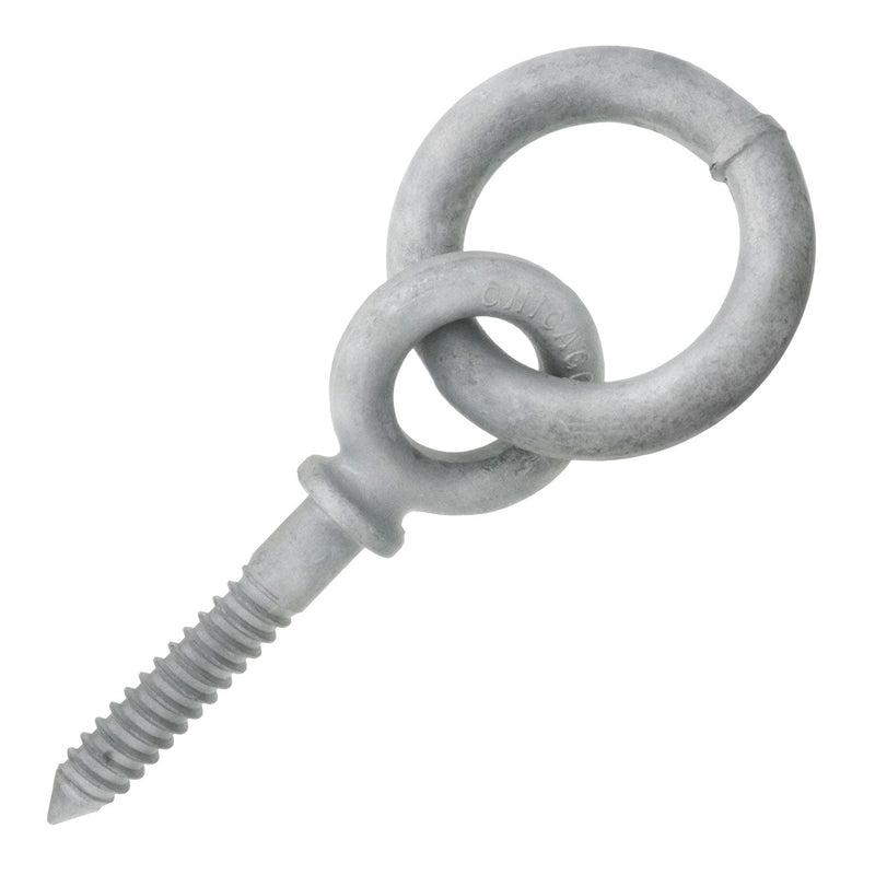 7/8" x 5" Chicago Hardware Drop Forged Hot Dip Galvanized Lag Ring Eye Bolt