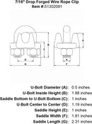 seven sixteenth inch Wire Rope Clip specification diagram