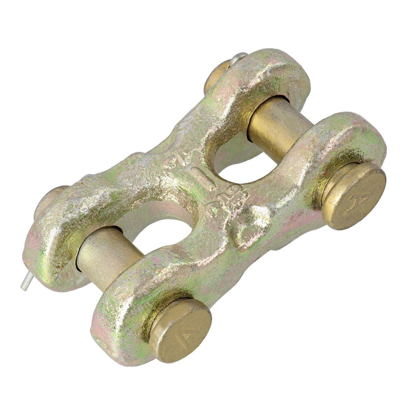 7/16-1/2" Grade 70 Twin Clevis Link,Transport Grade, Yellow Chromate