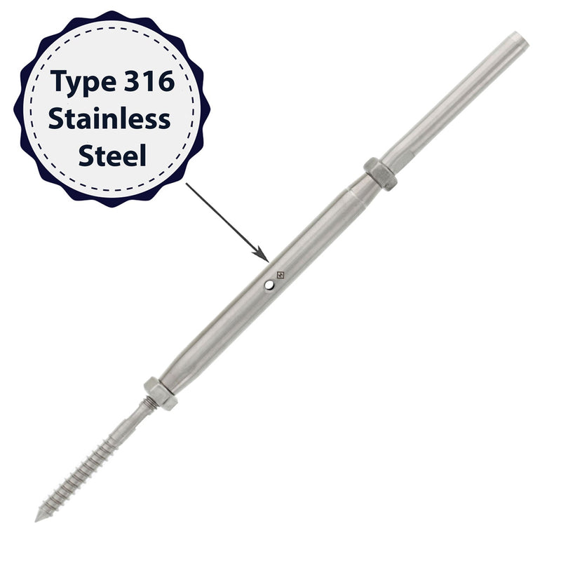 stainless steel threaded swage turnbuckle one eighth inch cable coating