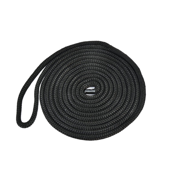 3/8" x 15' Double Braid Nylon Dock Line, Black#Size_3/8" x 15'
