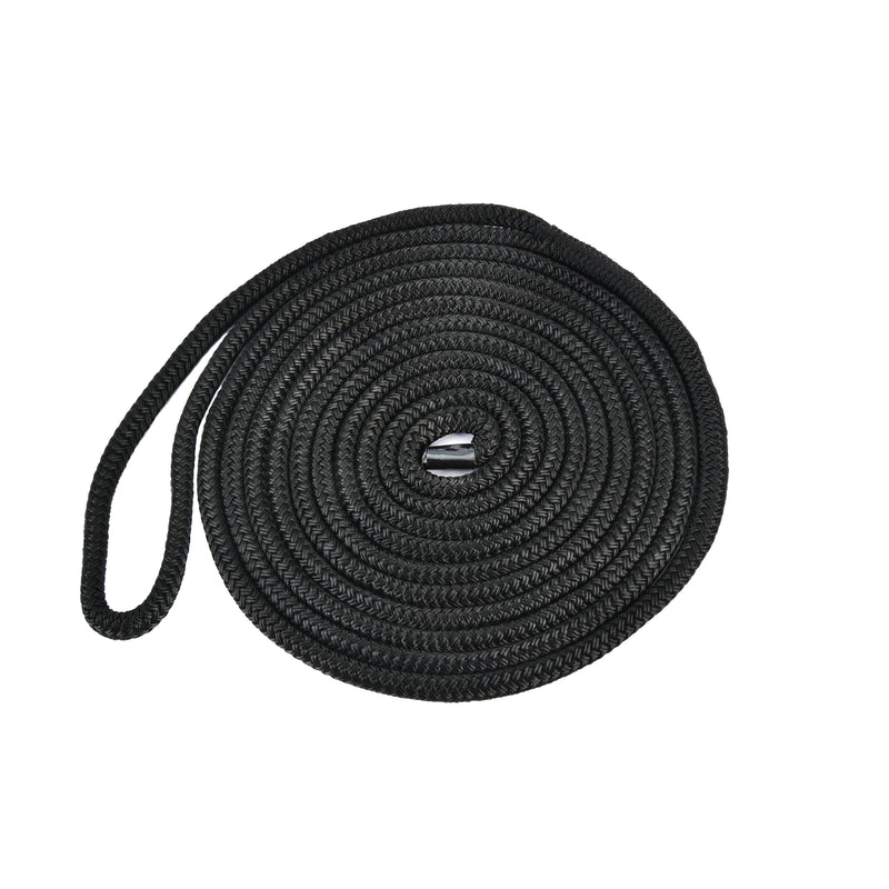 3/8 x 15' Black Double Braid Nylon Dock Line Rope