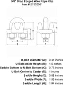 three eighths inch Wire Rope Clip specification diagram