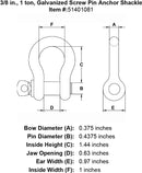 three eighths inch screw pin shackle specification diagram