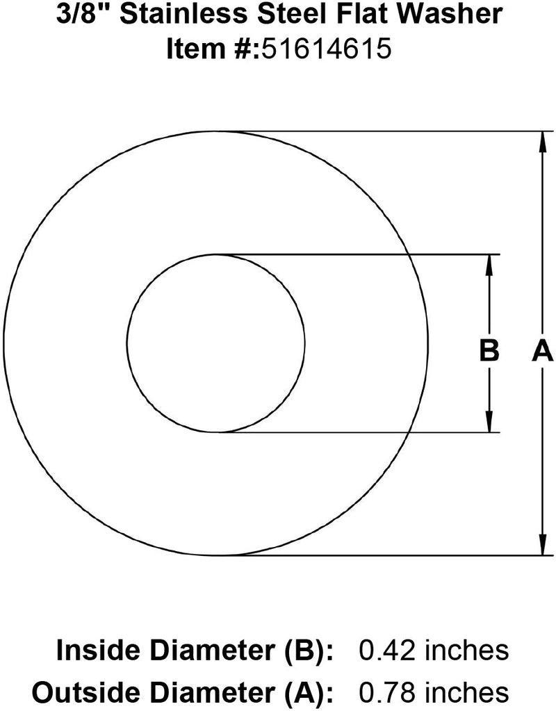 three eighths inch stainless flat washer specification diagram