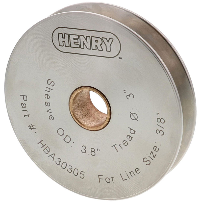 3/8" Cable x 3.8" Diameter Henry Block Stainless Steel Sheave with Self-Lubricated Bronze Bushing