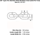 three eighths inch stainless windlass chain specification diagram