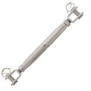 3/8" x 4-1/4" Stainless Steel Pipe Style Jaw x Jaw Turnbuckle