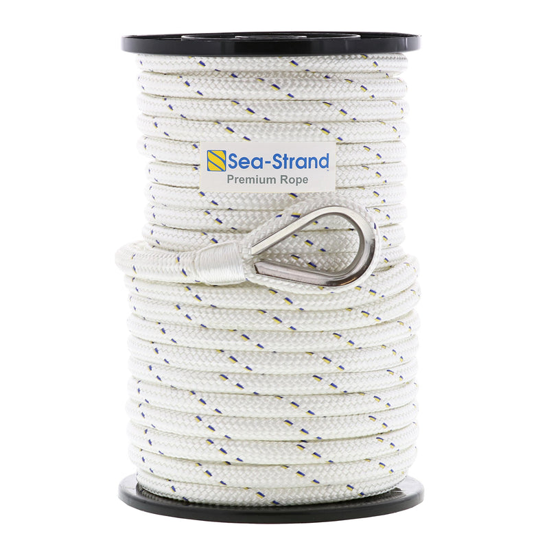 Premium Boat Anchor Rope 100 ft x 3/8 inch, Double Braided Nylon
