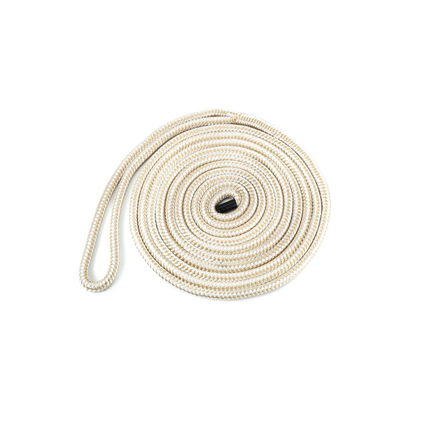 3/8" x 15' Double Braid Nylon Dock Line, Gold/White#Size_3/8" x 15'