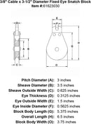 three eigths inch fixed eye snatch block specification diagram
