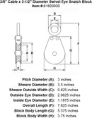 three eigths inch swivel eye snatch block specification diagram